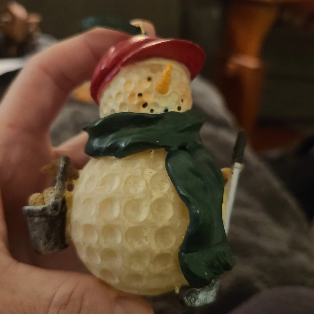 Vintage Tree Ornaments Golf Theme‎ Snowman Bags Of Clubs Set Of Three